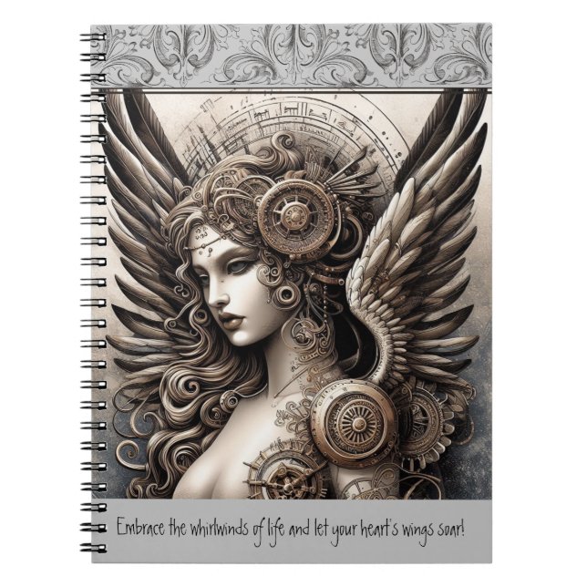 Steampunk Angel and Quote Notebook (Front)