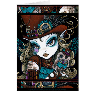 Steampunk Angel Owl Familiar Jewels Fairy Art
