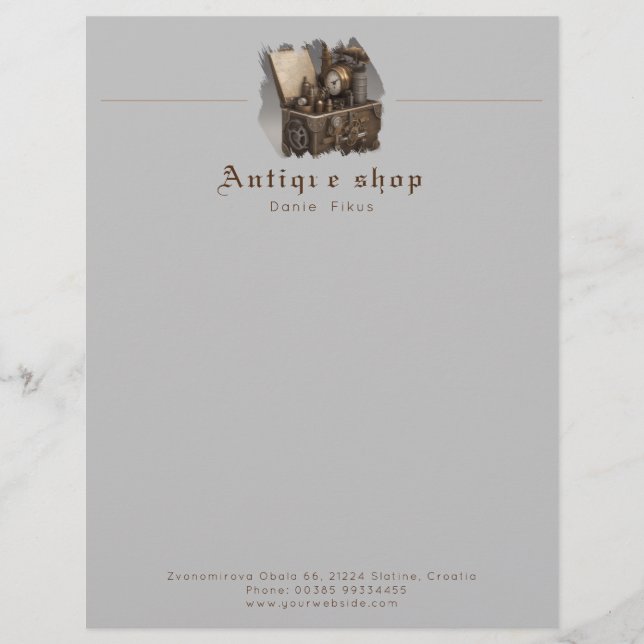 Steampunk Antique Shop Vintage Letterhead (Front)