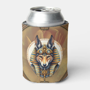 Steampunk Anubis Fox Portrait Can Cooler