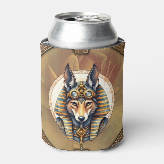 Steampunk Anubis Fox Portrait Can Cooler (Can Front)