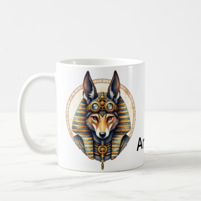 Steampunk Anubis Fox Portrait Coffee Mug (Left)