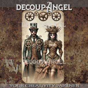 Steampunk Aristocrats Decoupage Tissue Paper
