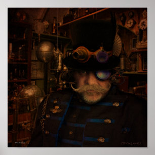 Steampunk Art - Fantasy Inventor Captain Sean Poster