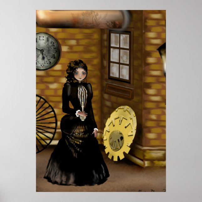 Steampunk Art Poster Searching for Baker Street (Front)