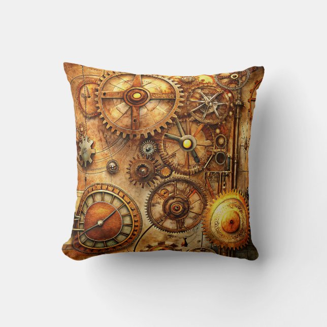 Steampunk Art Throw Pillow (Front)