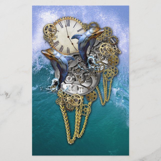 Steampunk-Art Time-Peace Sculpture Stationery (Front)