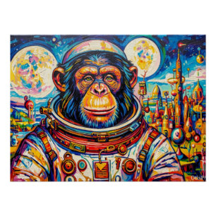 STEAMPUNK ASTRONAUT-CHIMPANZEE POSTER