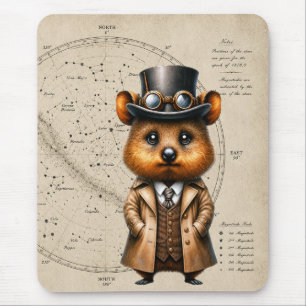 Steampunk Astronomer Quokka w/ Constellation Map Mouse Mat