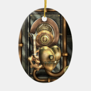 Steampunk At Heart Personalised Ceramic Tree Decoration