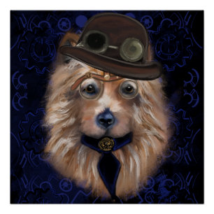 STEAMPUNK AUSTRALIAN TERRIER   POSTER