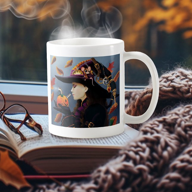 Steampunk Autumn Witch Pumpkin Clockwork Hat Coffee Mug (Creator Uploaded)