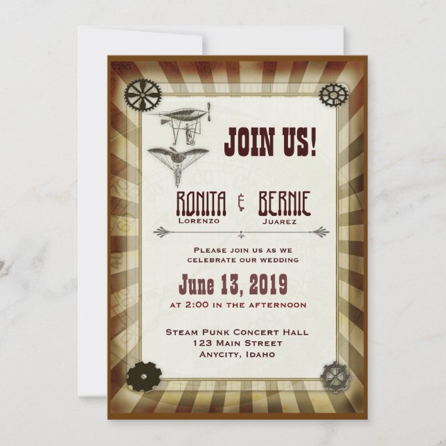 Steampunk aviator wedding template (Front)
