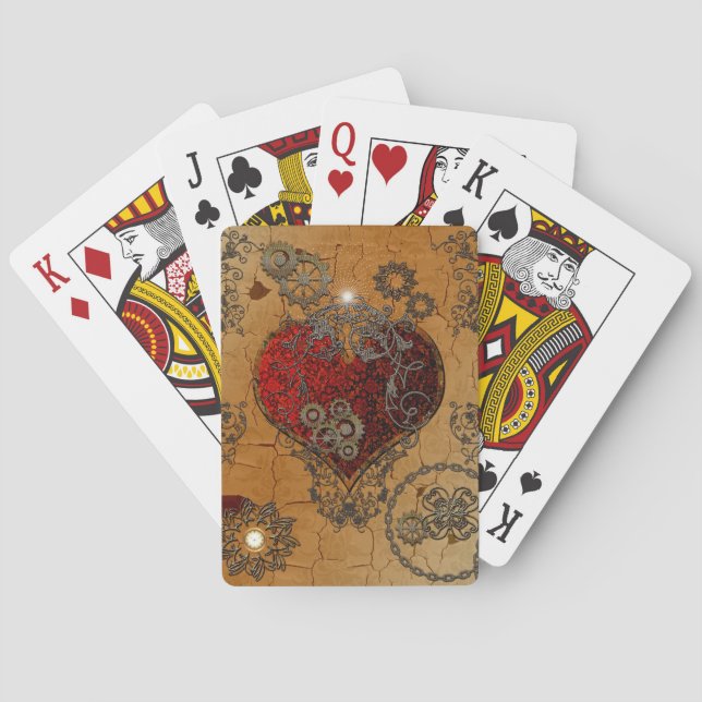 Steampunk, awesome heart playing cards (Back)