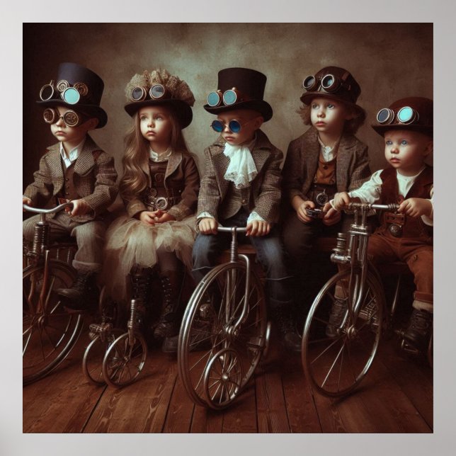 Steampunk Babies Bicycle Gang 04 V2 Poster (Front)