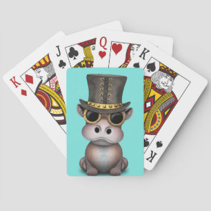 Steampunk Baby Hippo Playing Cards