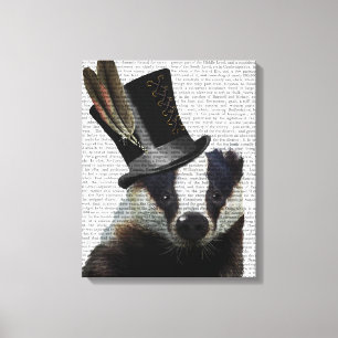 Steampunk Badger in Top Hat Canvas Print