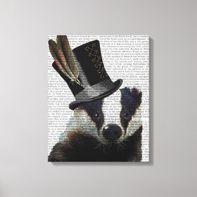 Steampunk Badger in Top Hat Canvas Print (Front)