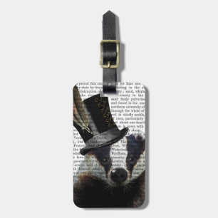 Steampunk Badger in Top Hat Luggage Tag