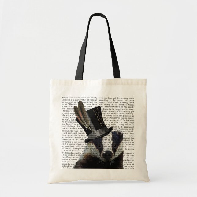 Steampunk Badger in Top Hat Tote Bag (Front)