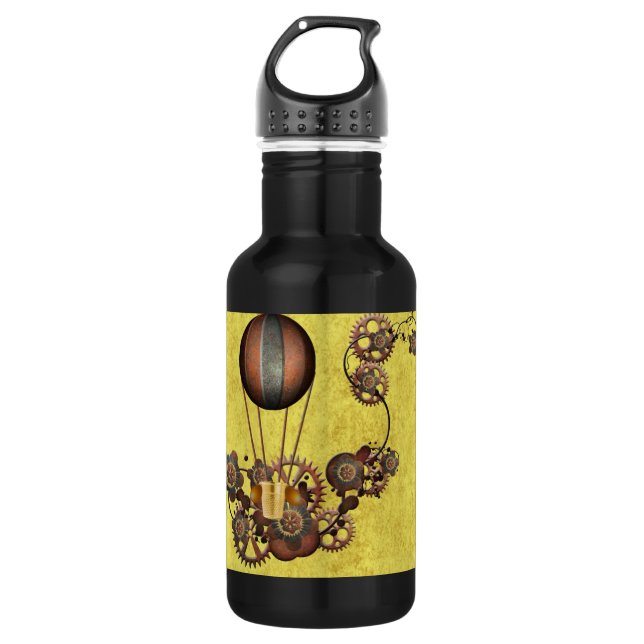 Steampunk Balloon and Gears 532 Ml Water Bottle (Front)