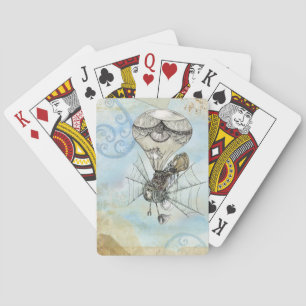 steampunk balloon playing cards