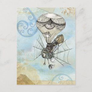 steampunk balloon postcard