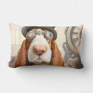 Steampunk Basset Hound Lumbar Cushion