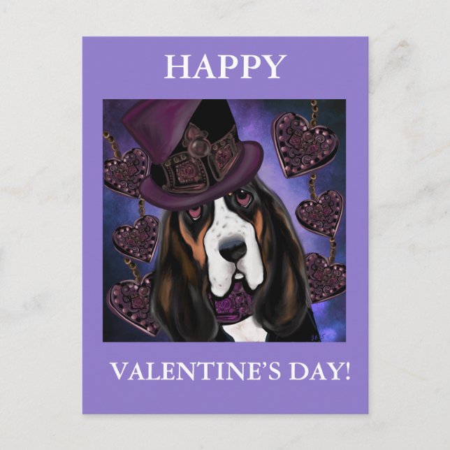 STEAMPUNK Basset Hound Postcard (Front)