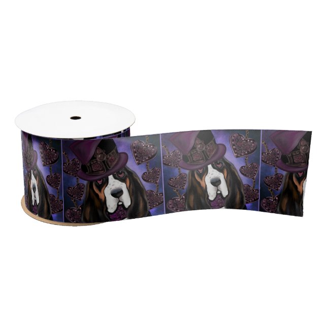 STEAMPUNK Basset Hound Satin Ribbon (Spool)