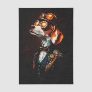 Steampunk Beagle Dog Portrait EM2L Decoupage Tissue Paper