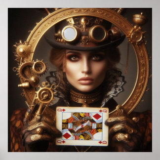 Steampunk, Beautiful Queen of Diamonds Poster