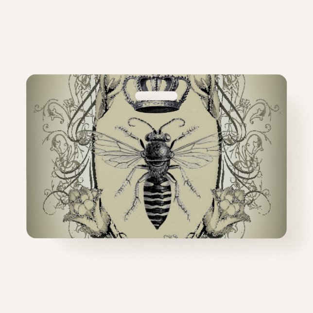 steampunk beekeeper boss lady bee queen crown ID badge (Front)