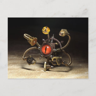 Steampunk Beholder Robot Postcard