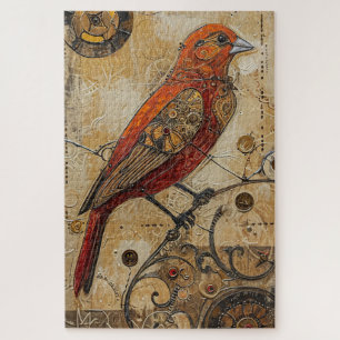 Steampunk Bird Art Difficult Jigsaw Puzzle