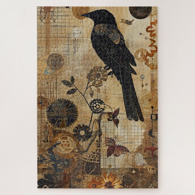 Steampunk Bird Art Difficult  Jigsaw Puzzle (Vertical)