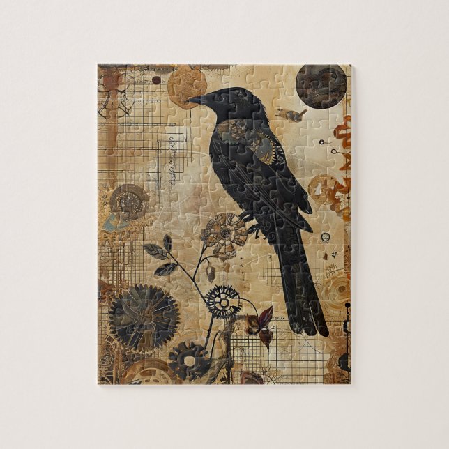 Steampunk Bird Art Small Jigsaw Puzzle (Vertical)