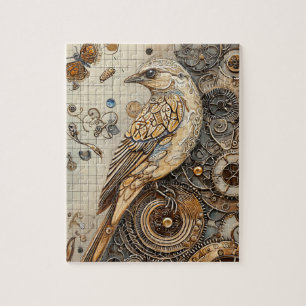 Steampunk Bird Art Small Jigsaw Puzzle