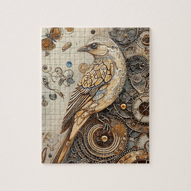 Steampunk Bird Art Small Jigsaw Puzzle (Vertical)
