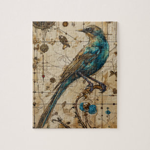 Steampunk Bird Art Small Jigsaw Puzzle