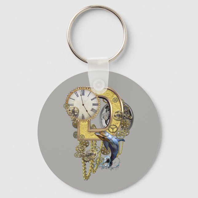 Steampunk- birthday letter-D Key Ring (Front)