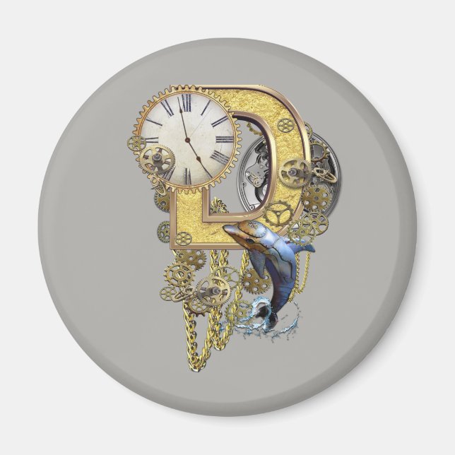 Steampunk- birthday letter-D Magnet (Front)