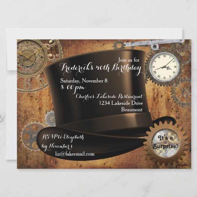 Steampunk Birthday Party Invitation (Front)