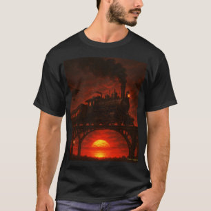 Steampunk Black Men's T-shirt The Shadows Train