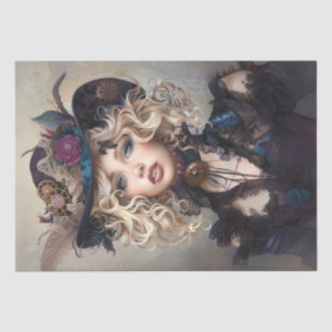 Steampunk Blonde-Lady Cogsworth Decoupage Tissue Paper