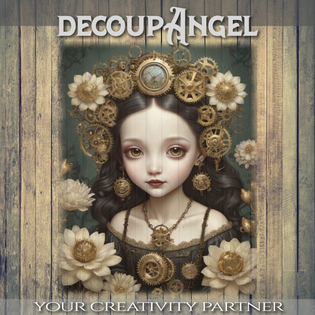 Steampunk Blossom Girl - Decoupage - Tissue Paper (Creator Uploaded)