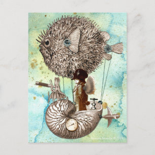 Steampunk Blowfish Mobile Postcard
