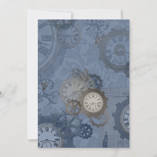 Steampunk blue print announcement (Front)