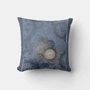 Steampunk blue print cushion