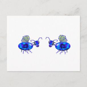 steampunk bluebees postcard